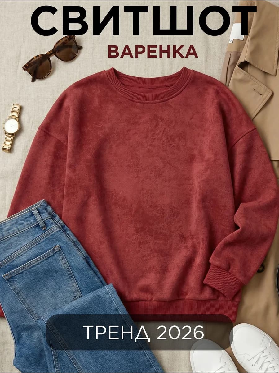 свитшот варенка оверсайз без начеса