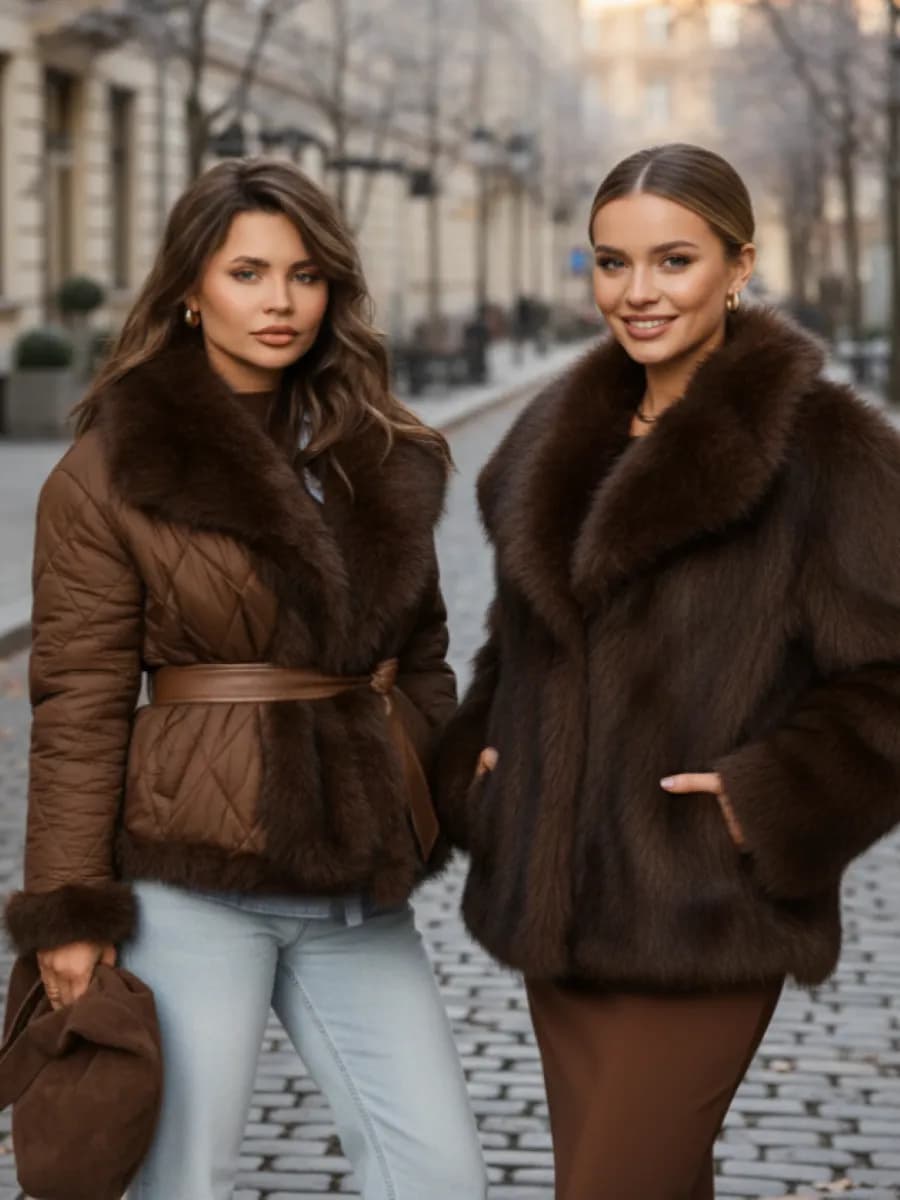 Шуба искусственная двусторонняя из экомеха песца куртка 2в1