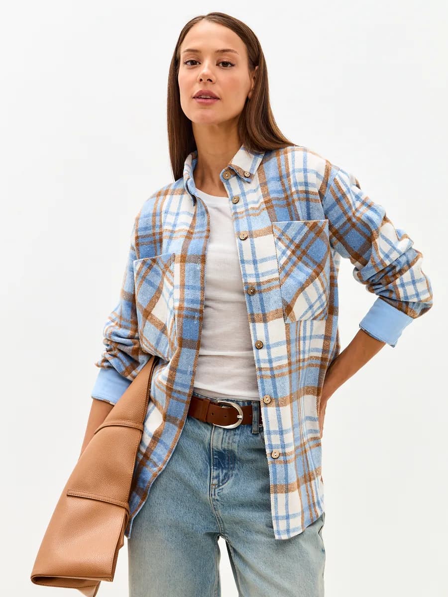 Фланелевая рубашка в клетку WEST - фото 1