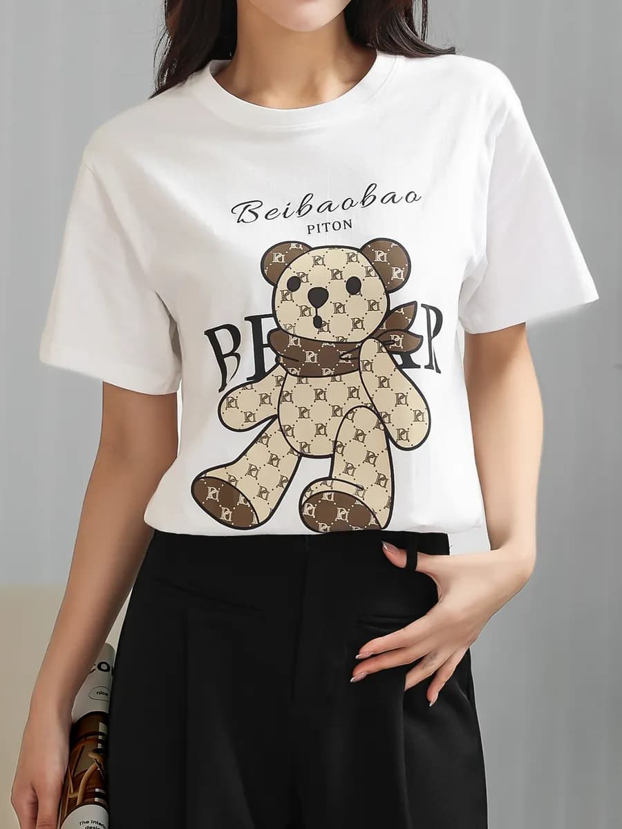 Футболка с принтом мишкой