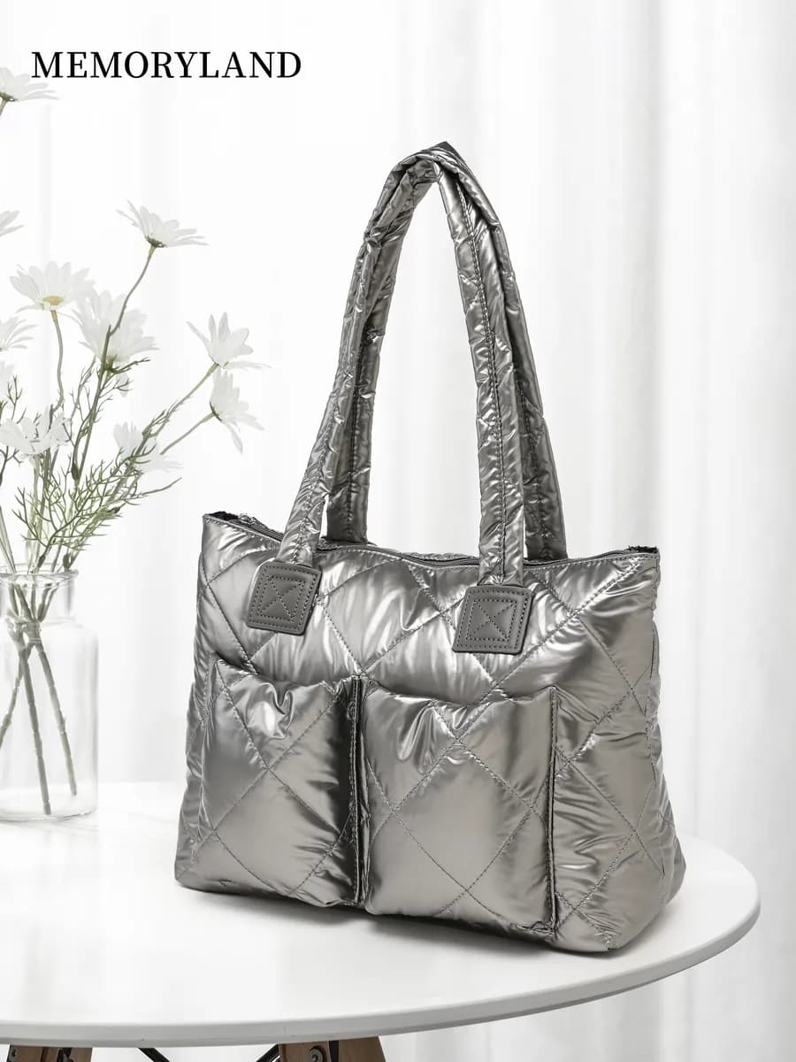 Сумка большая стеганая на плечо болоньевая болоньи