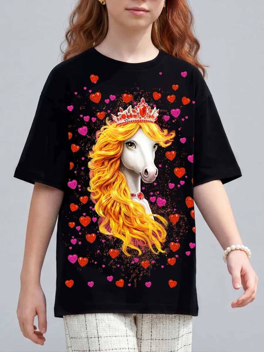 Футболка новогодняя хлопок с принтом лошадь символ 2026