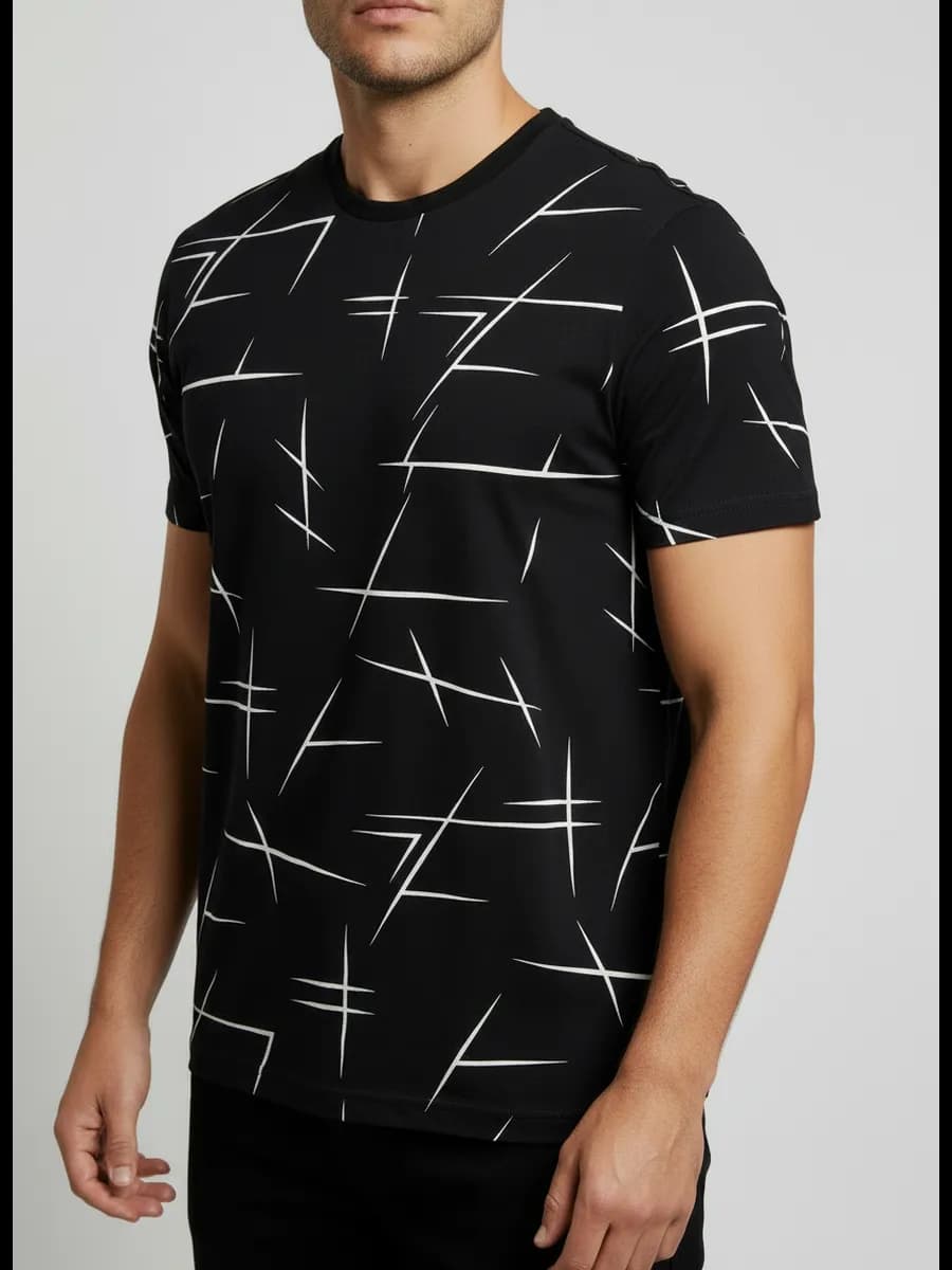 Футболка базовая хлопок черная с принтом