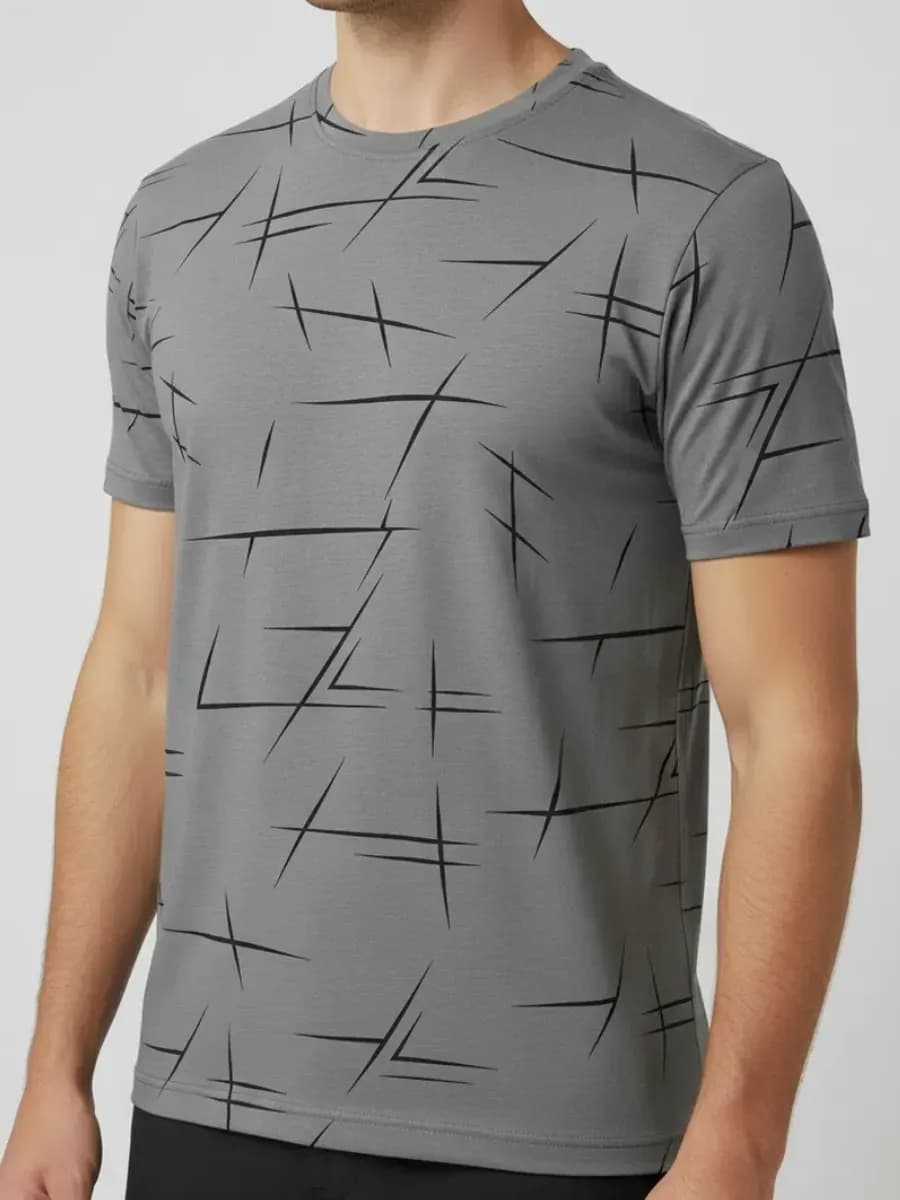 Футболка базовая хлопок серая с принтом