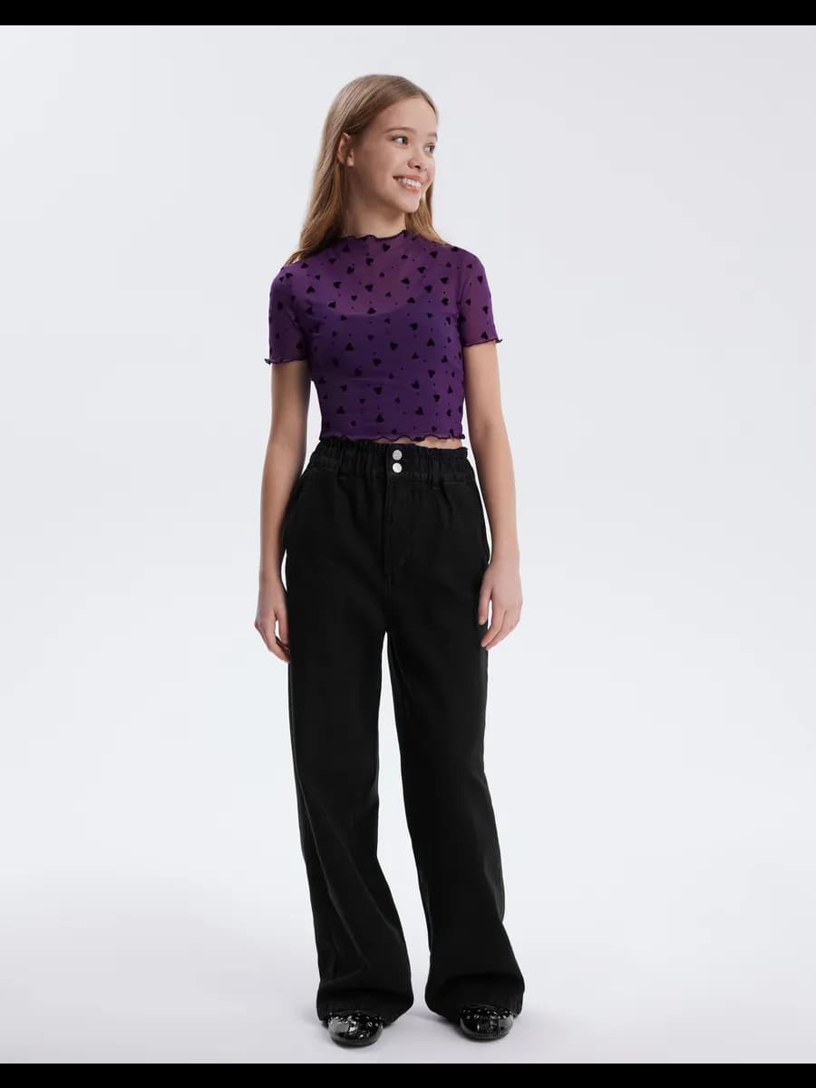 Джинсы широкие на резинке подростковые