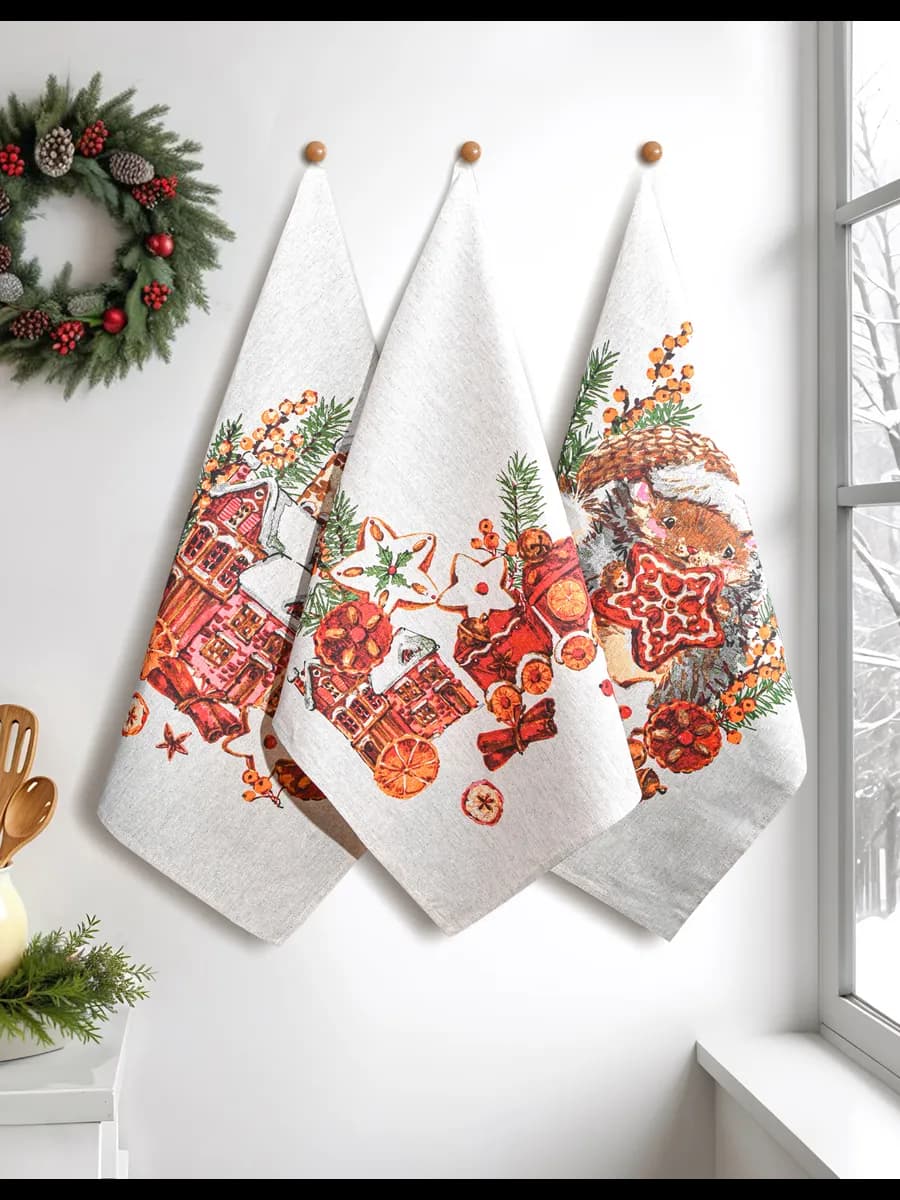 Полотенца кухонные льняные 3 шт