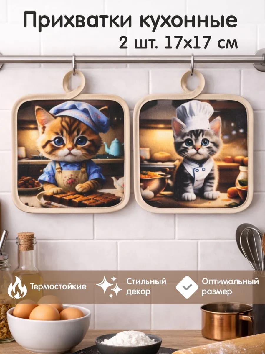 Кухонные прихватки для горячего хлопок набор 2 штуки
