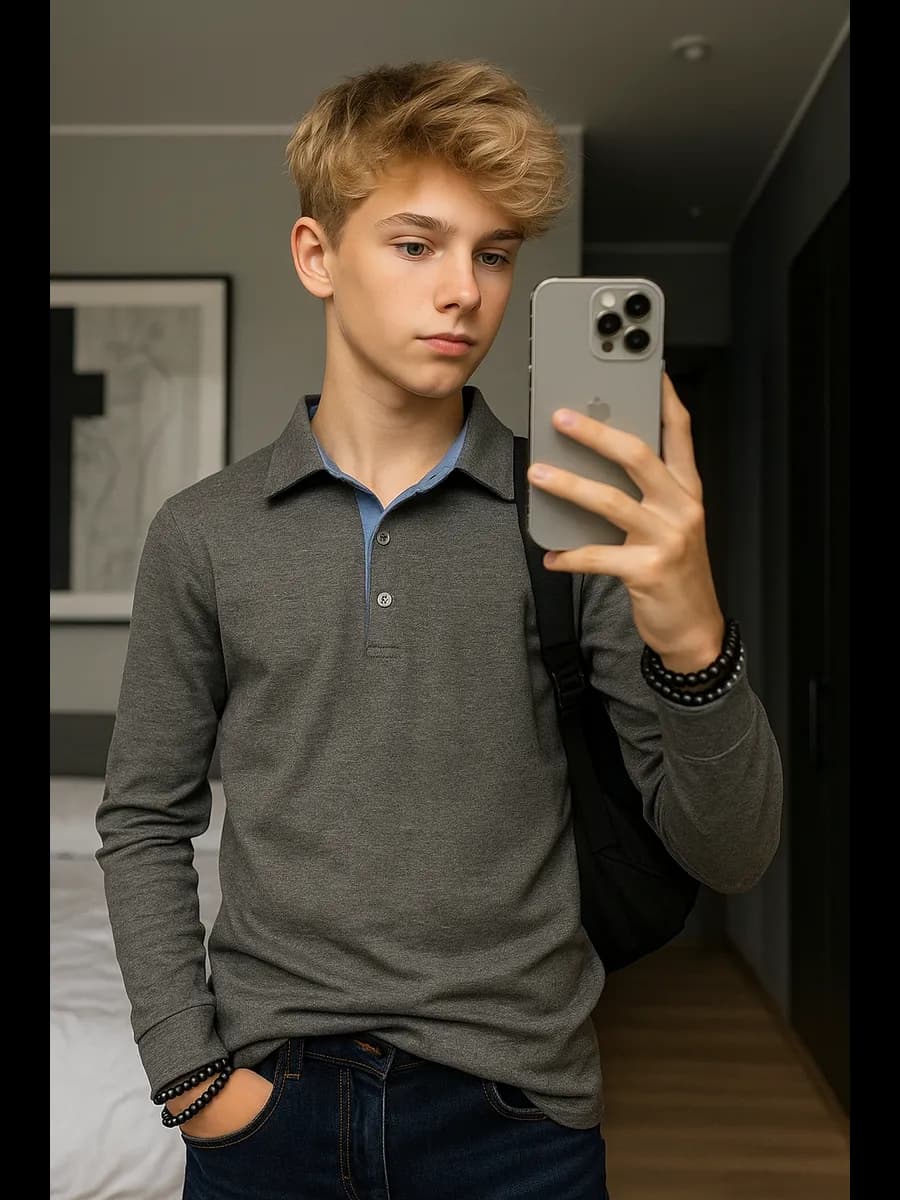 Рубашка поло с длинными рукавом в школу