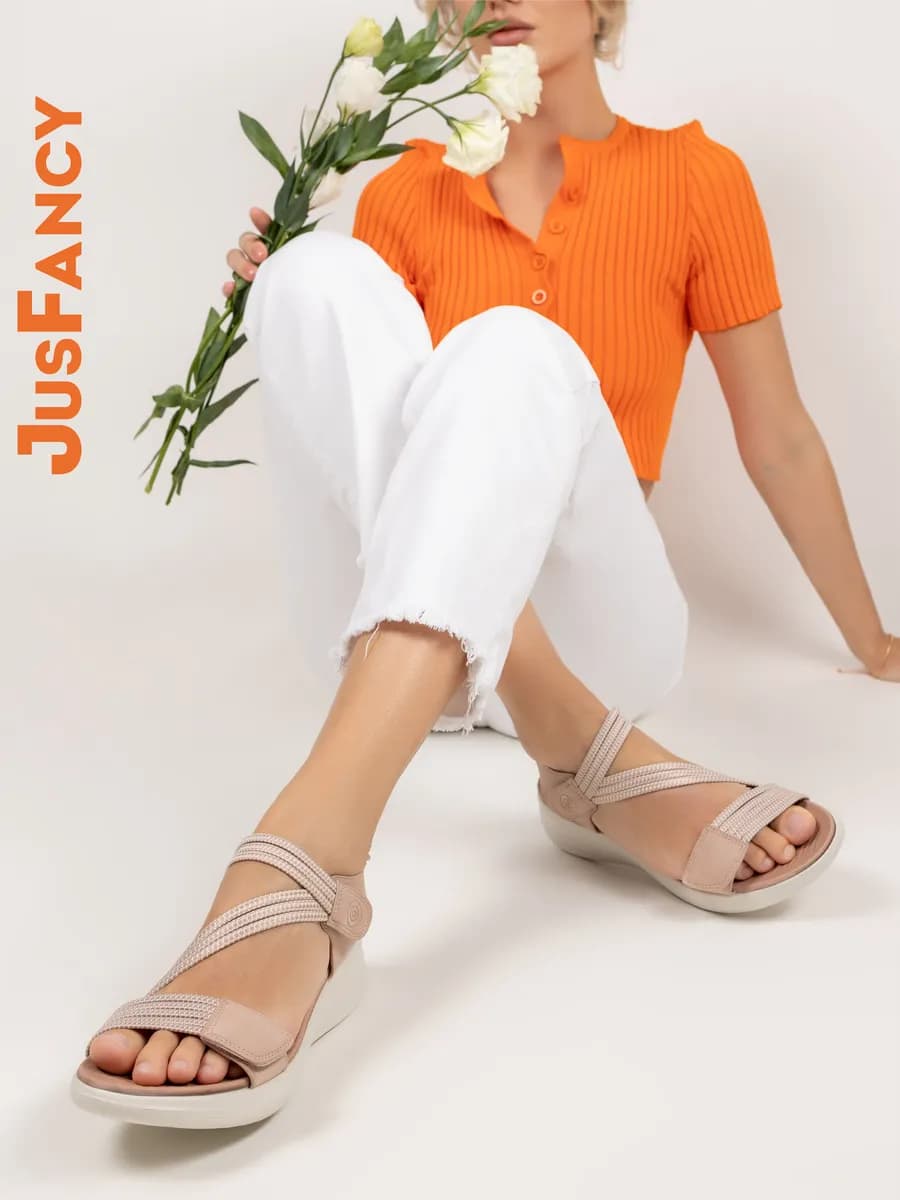 Босоножки бежевые женские сандалии на платформе