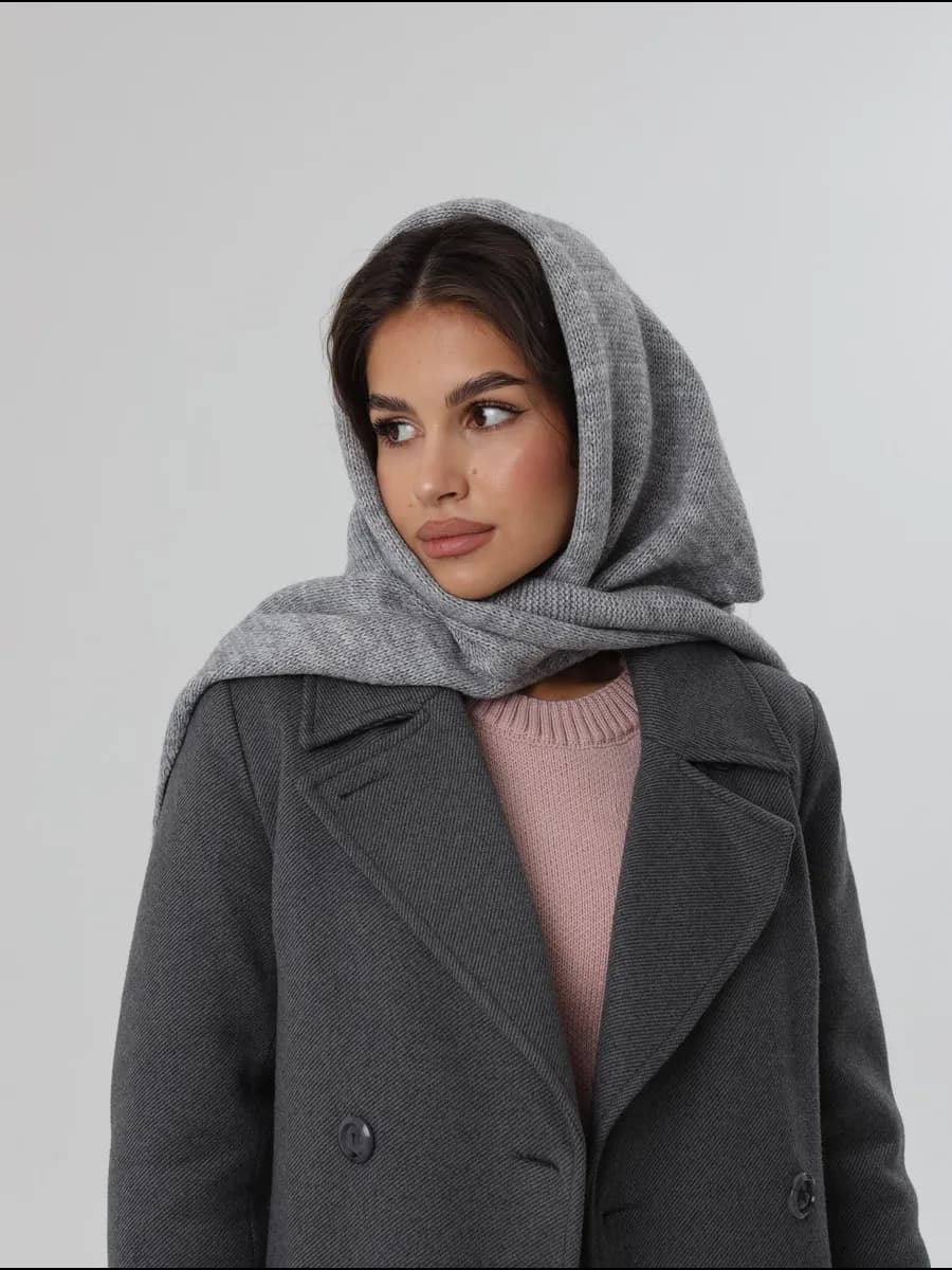 Платок косынка шарф вязаный шерстяной на голову шею - фото 1