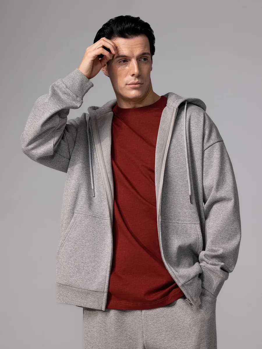 Толстовка мужская на молнии с капюшоном утепленная