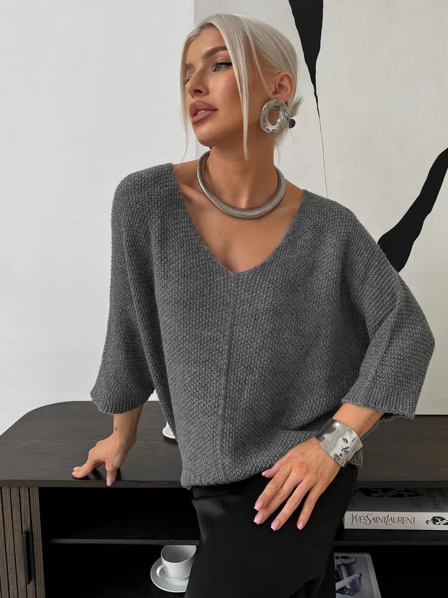 Джемпер вязаный оверсайз - фото 1