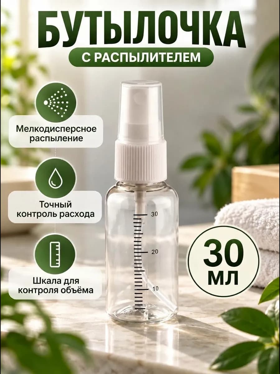 Флакон 30 мл с распылителем для духов спрей дорожный со шкал…