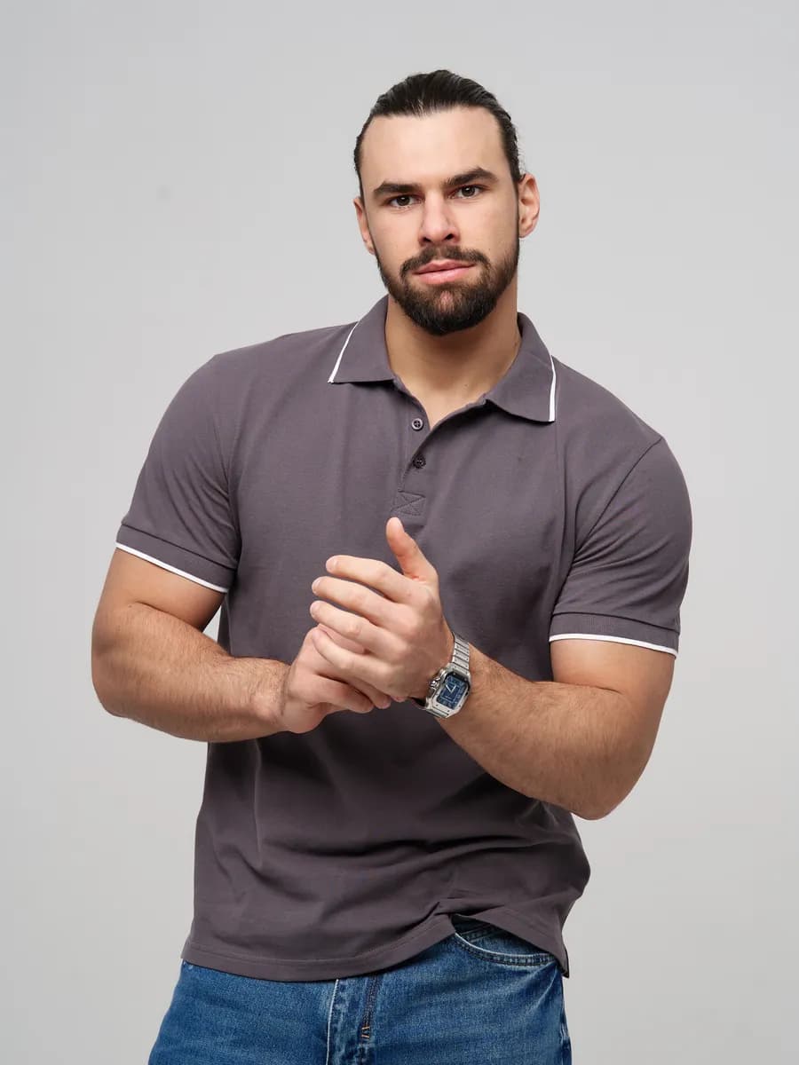 Футболка поло с коротким рукавом с полоской