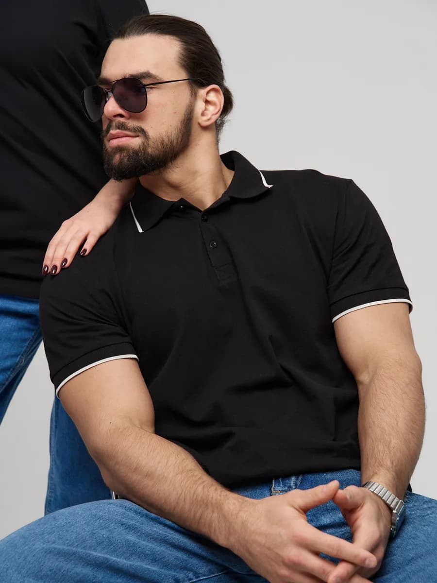 Футболка поло с коротким рукавом с полоской