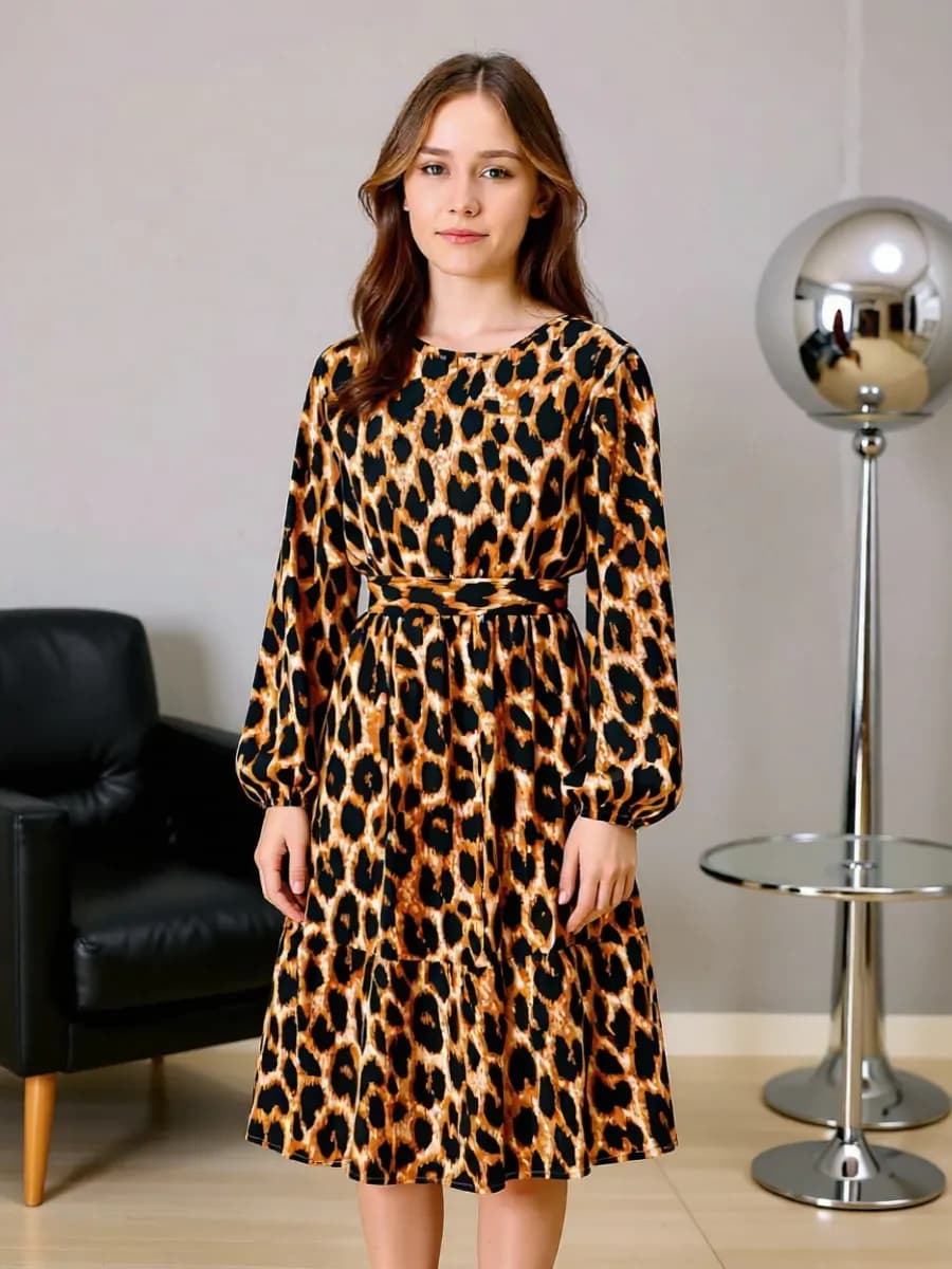 Платье для девочки подростка леопардовое