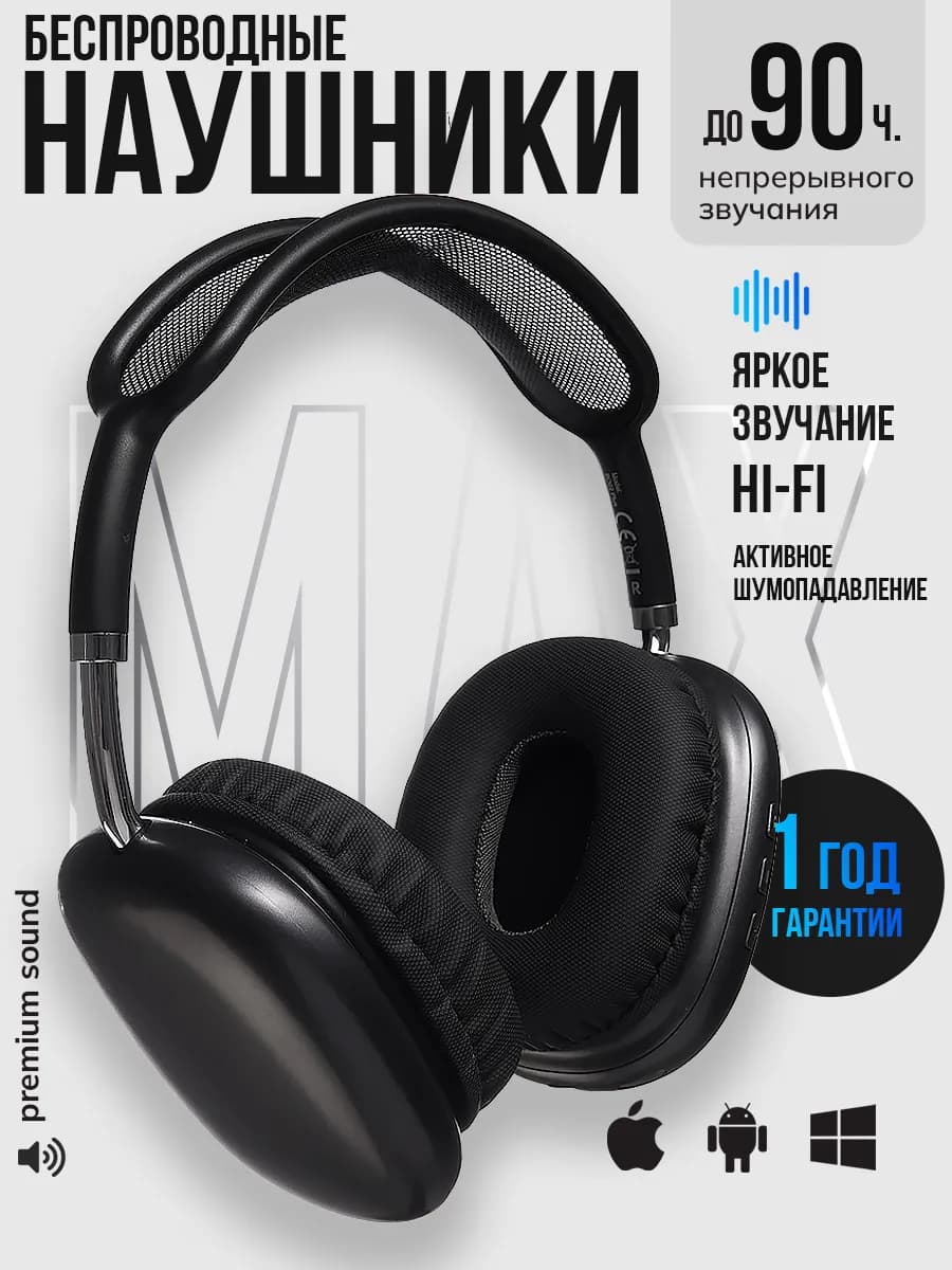 Наушники беспроводные большие с микрофоном