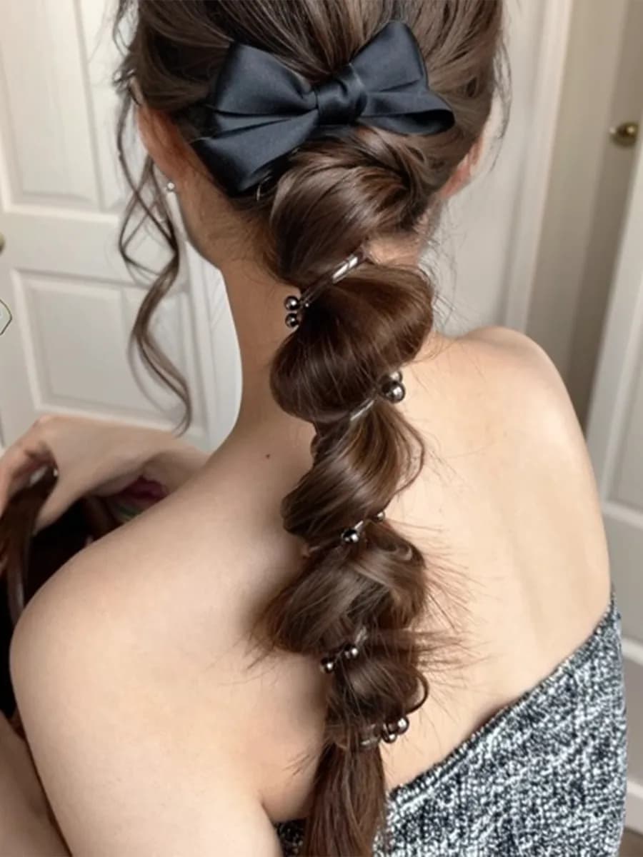 Резинка для волос пружинка спираль с бантом