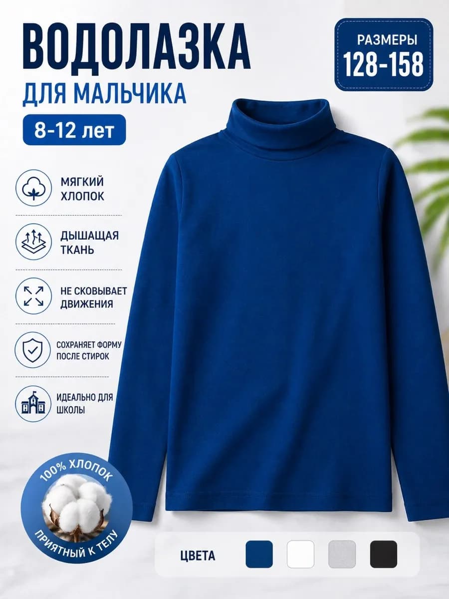 Водолазка детская базовая хлопок