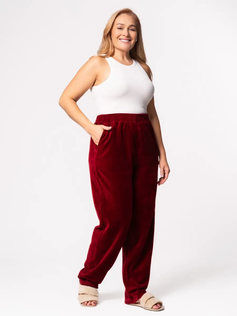 Брюки домашние теплые широкие хлопок велюр