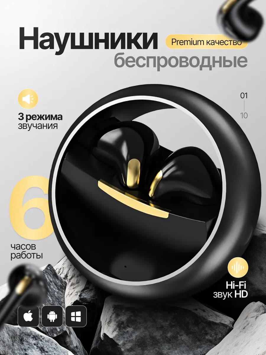 Наушники беспроводные для андроид и iphone с микрофоном