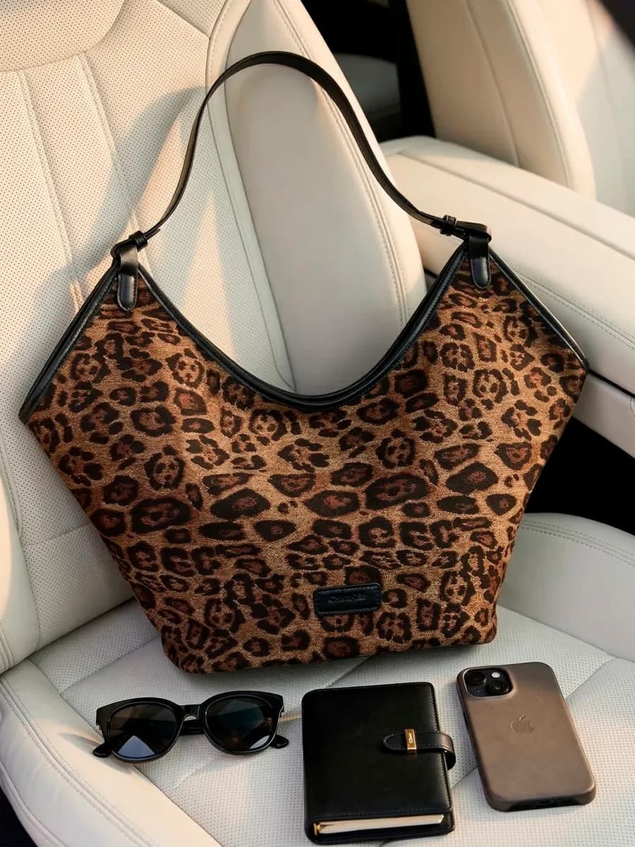 Леопардовая сумка хобо на плечо