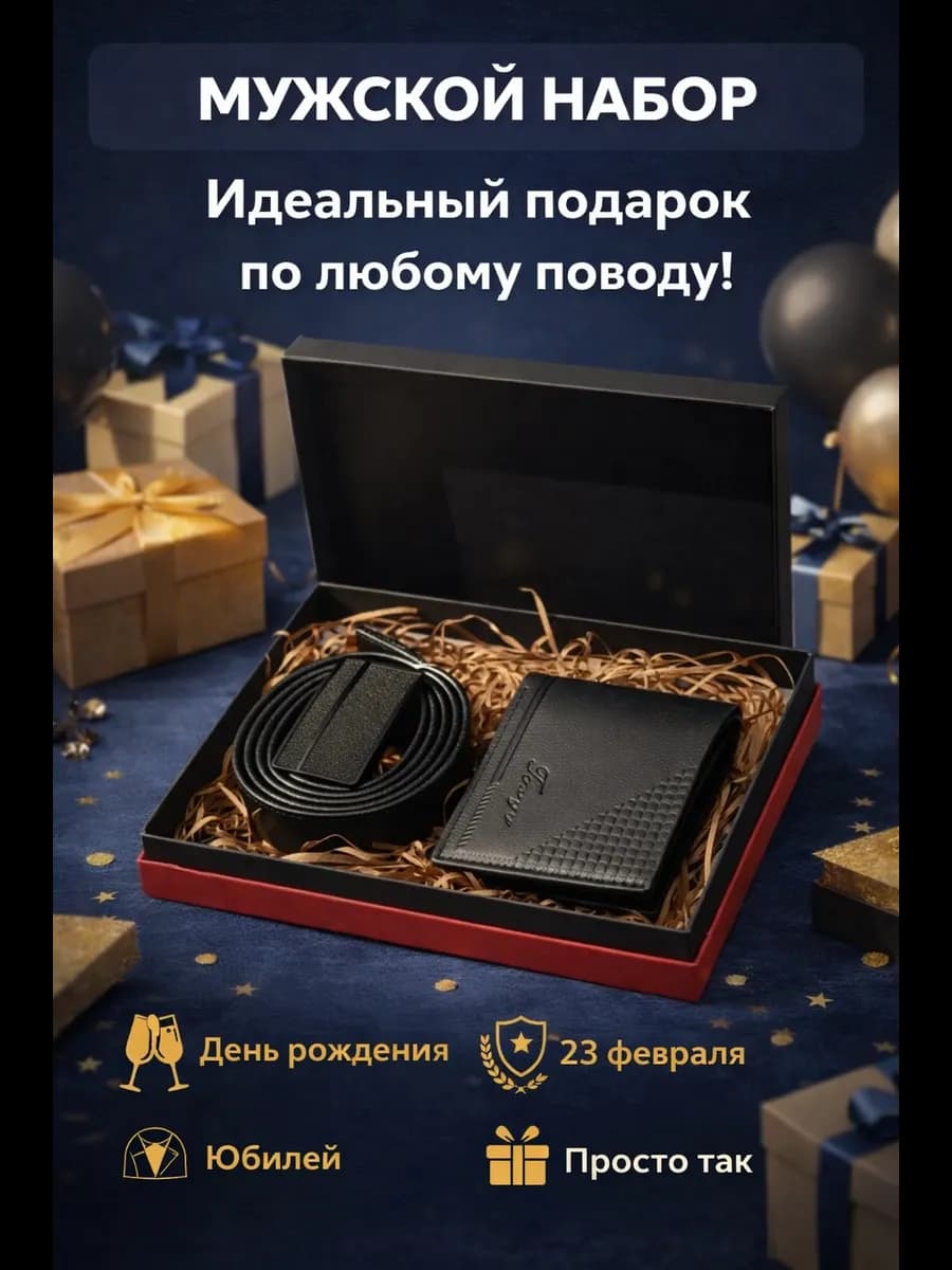 Подарочный набор ремень и кошелек