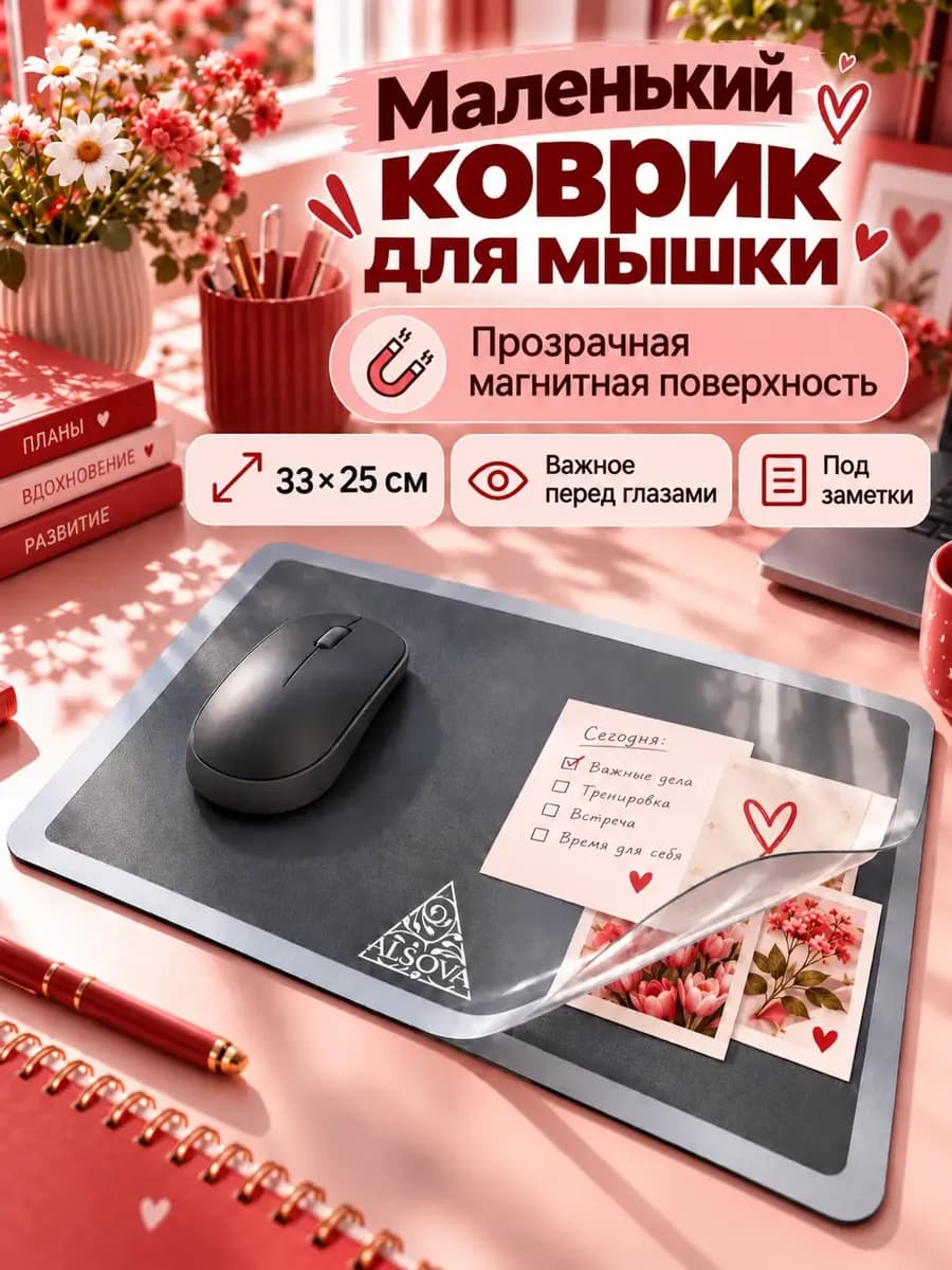 Коврик для мышки маленький 33×25 с прозрачной поверхностью