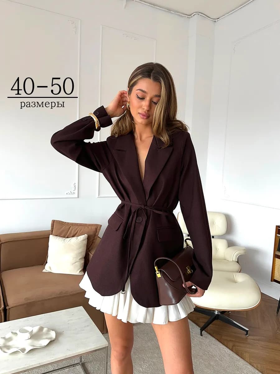 Пиджак оверсайз приталенный с поясом