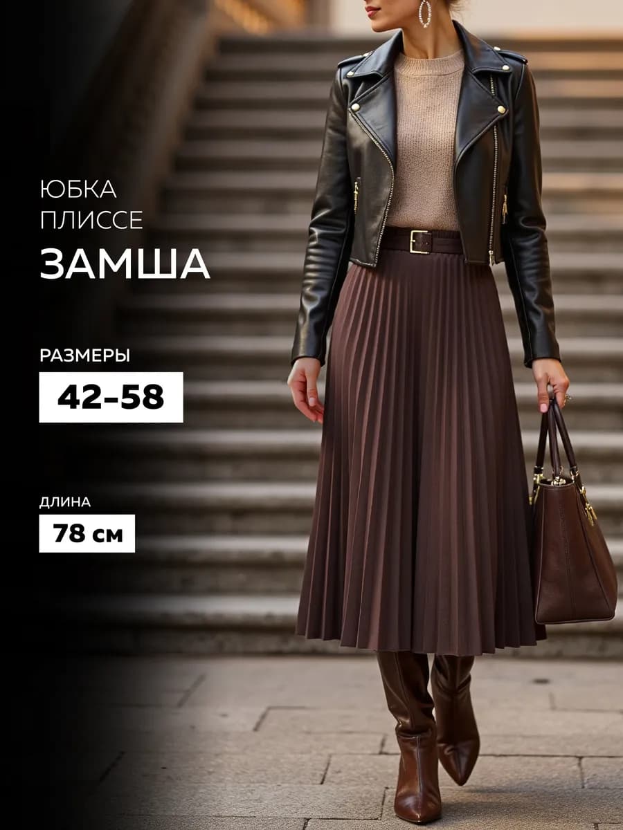 Юбка замшевая плиссе