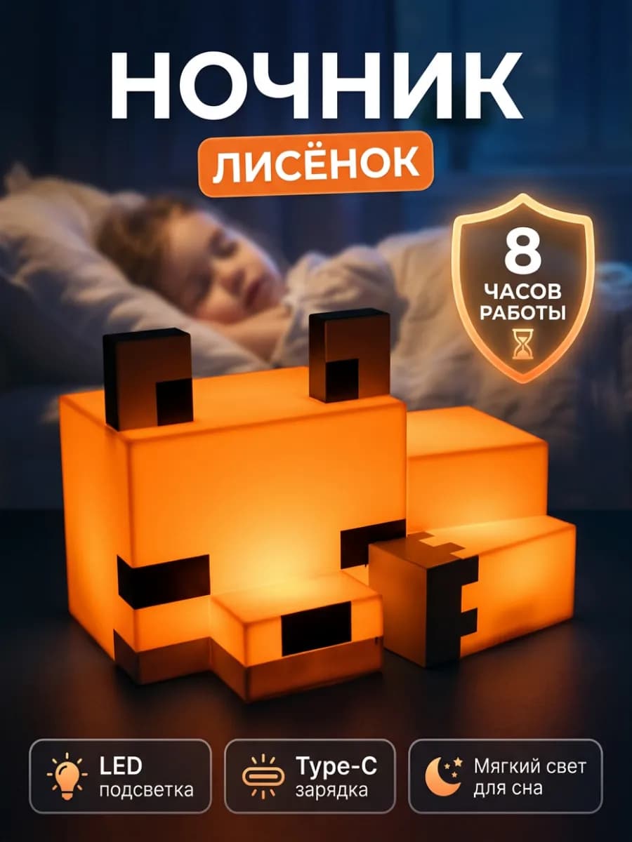 Светильник ночник Майнкрафт Лиса
