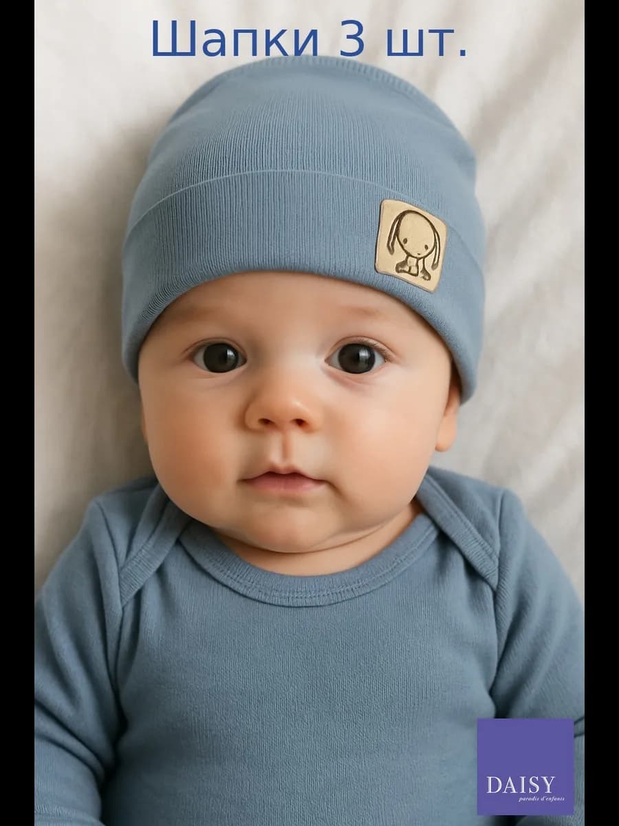 Шапки детские для новорожденных в роддом 3шт трикотажные