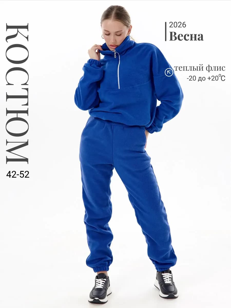 Костюм спортивный на флисе зимний без начеса на молнии