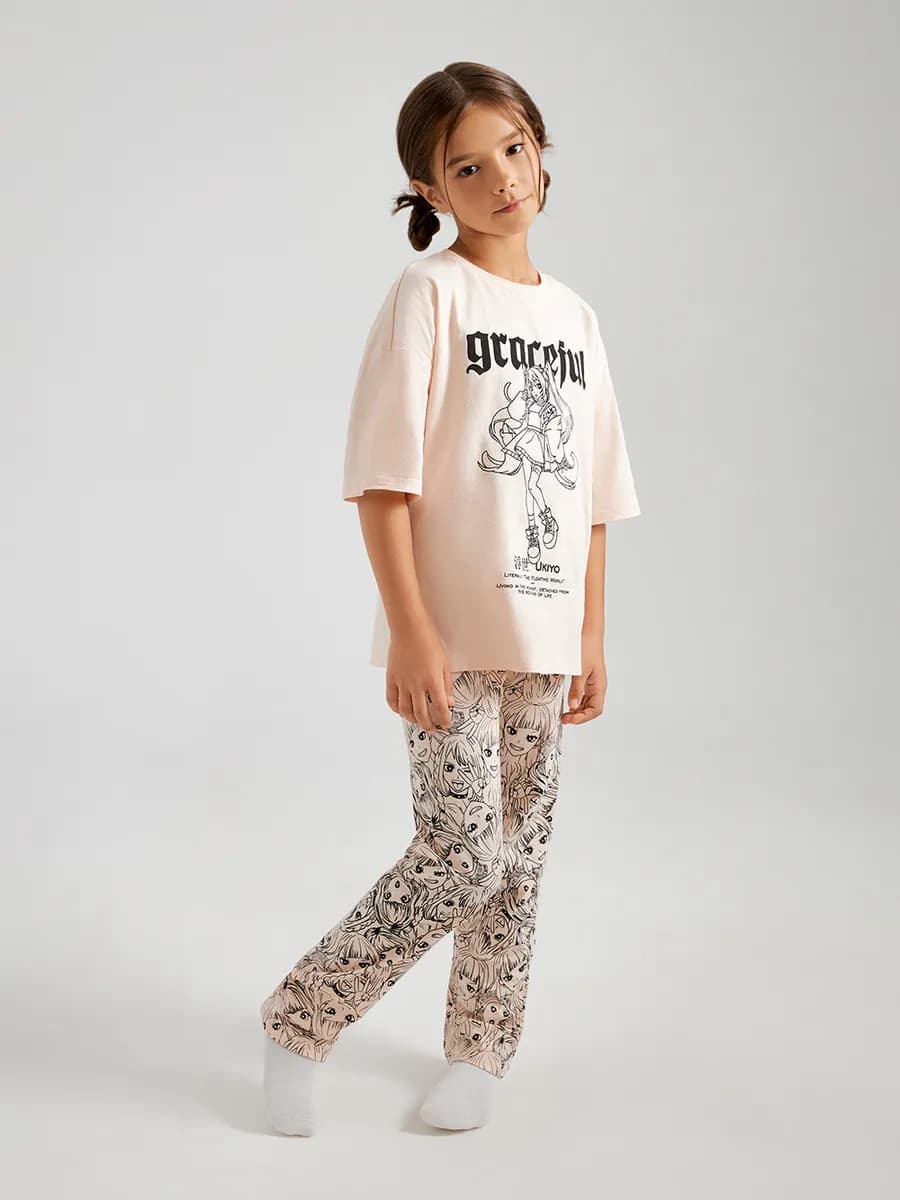 Пижама с брюками аниме для подростков и малышей