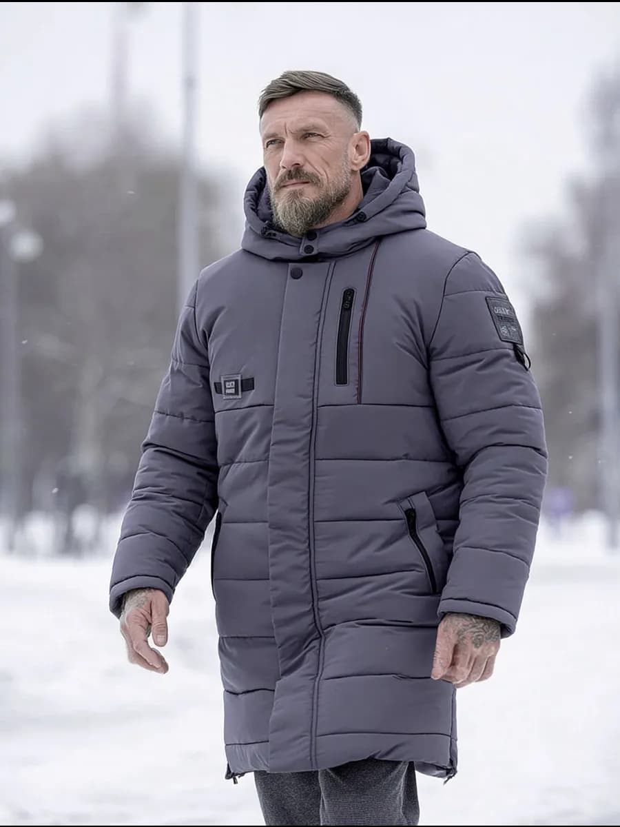 Куртка зимняя длинная с капюшоном большой размер