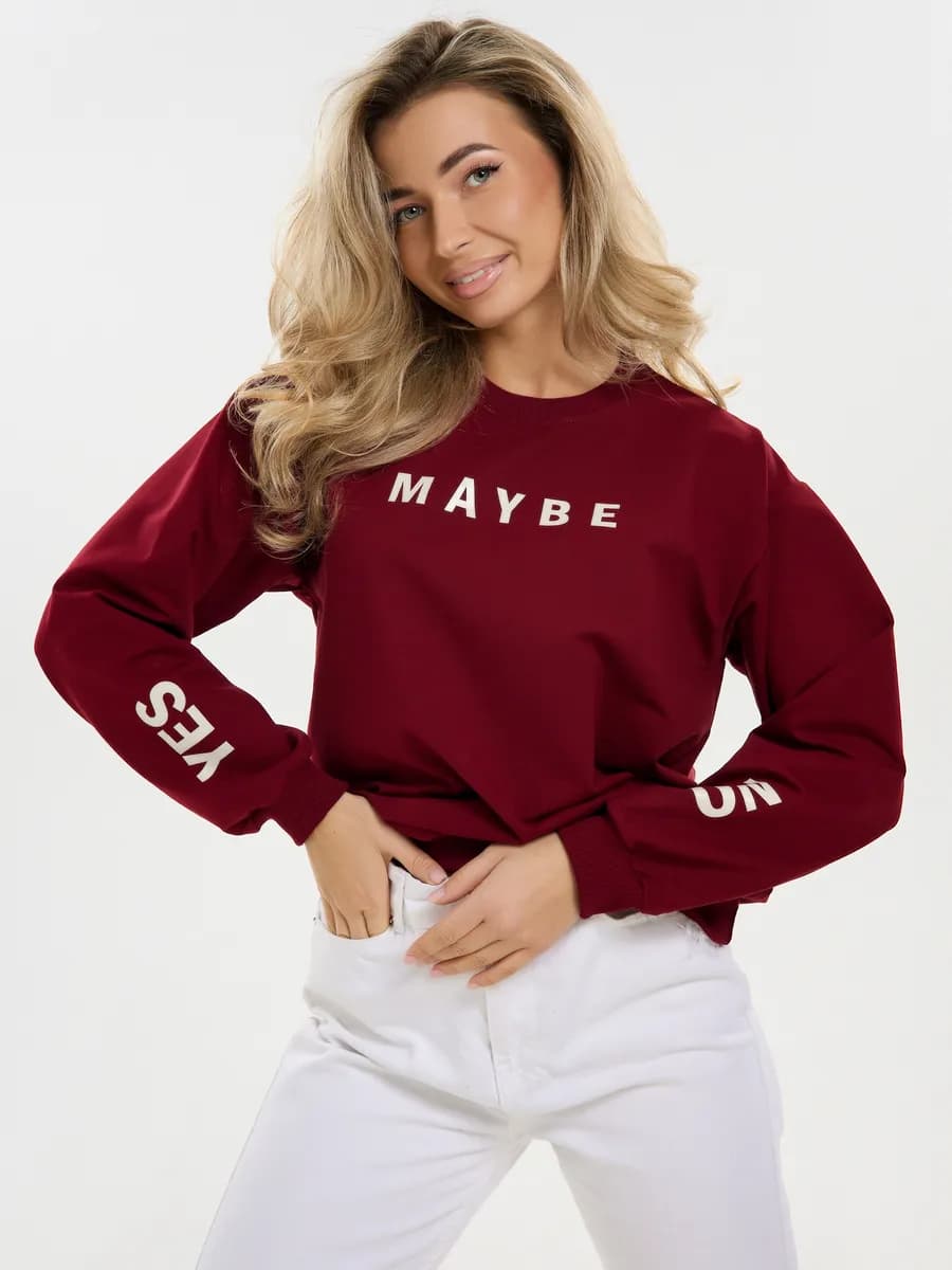 Свитшот оверсайз хлопковый трикотажный