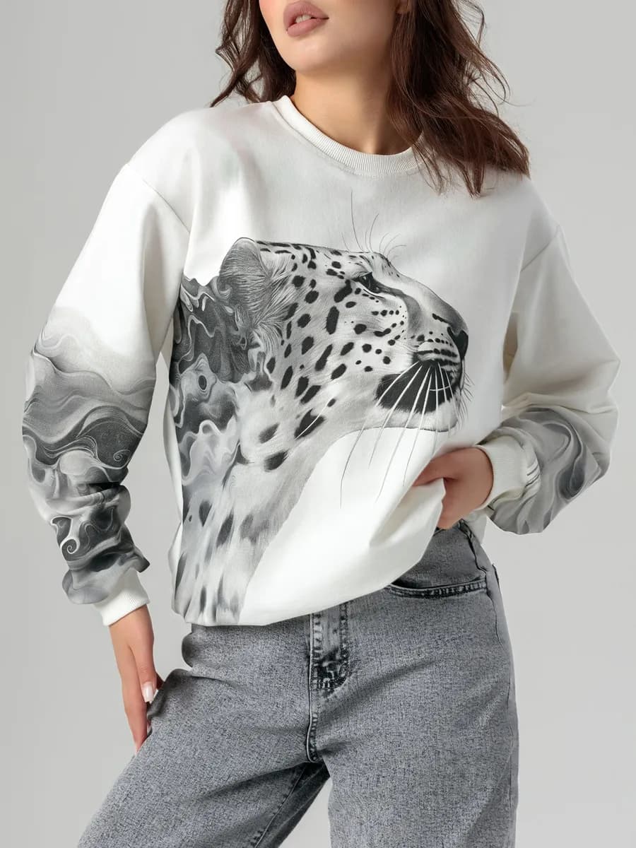 Свитшот оверсайз хлопковый трикотажный