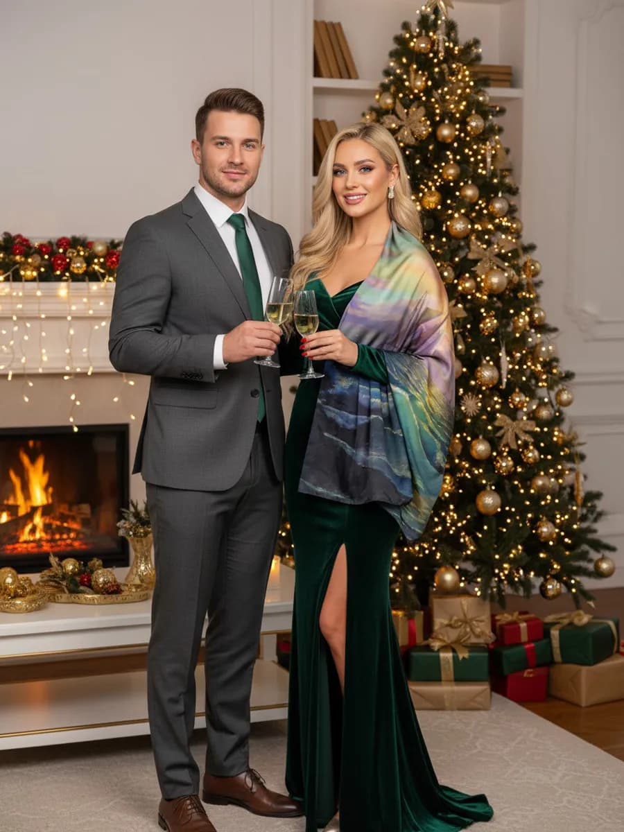 Платок из натурального шелка 150*150 на новый год