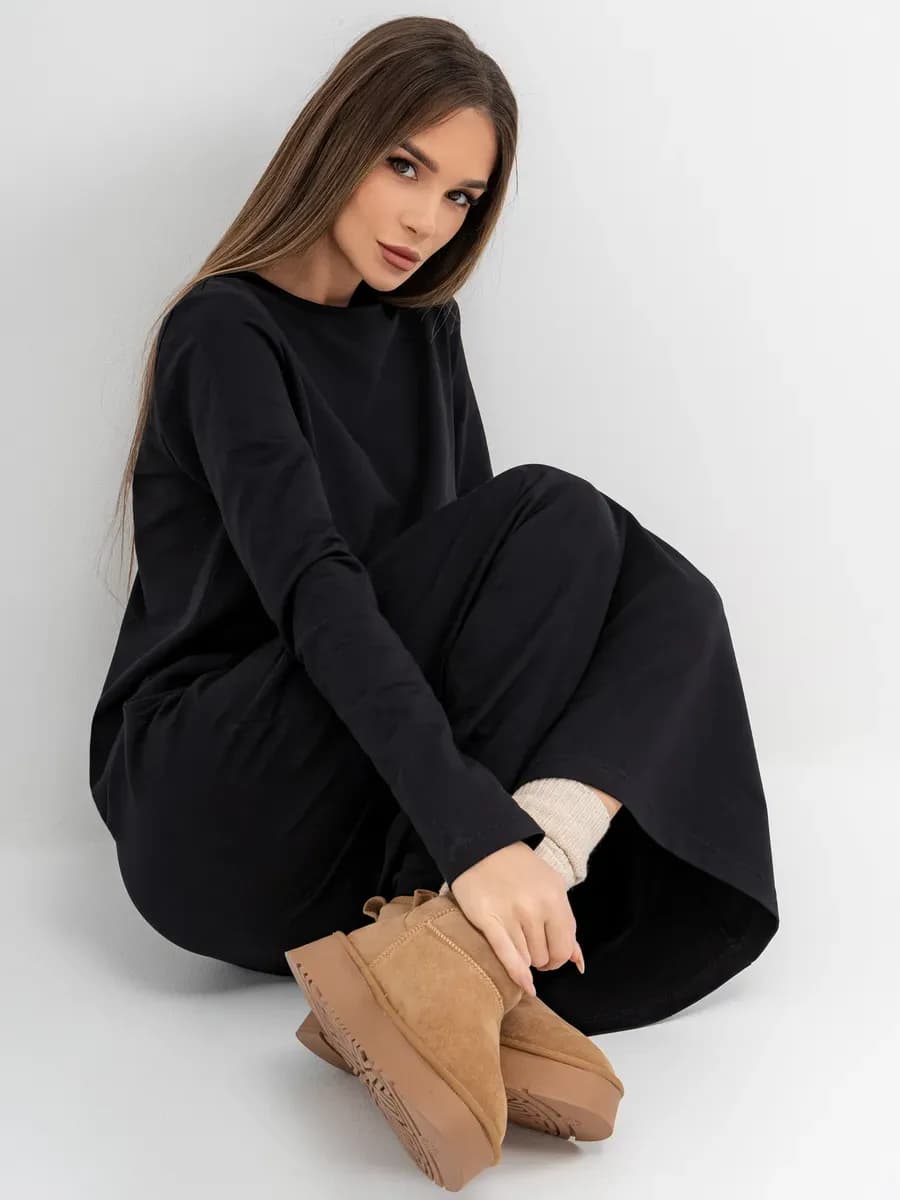 Платье длинное подростков оверсайз беременных с рукавом