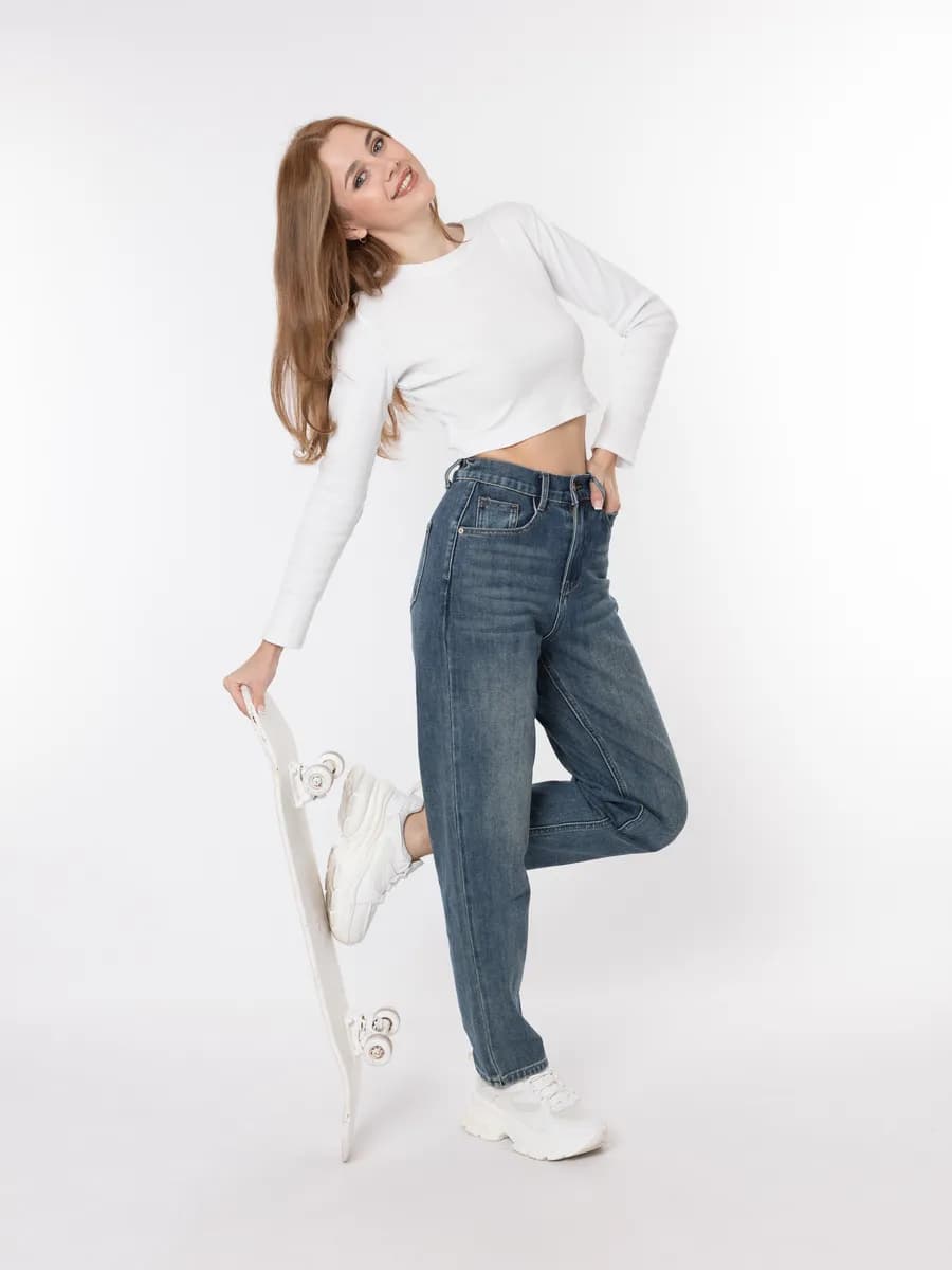 Джинсы мом с высокой посадкой