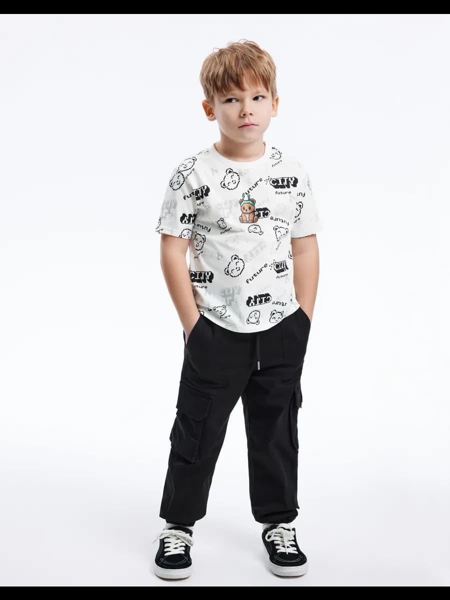 Чёрные брюки Joggers Cargo с лейблом