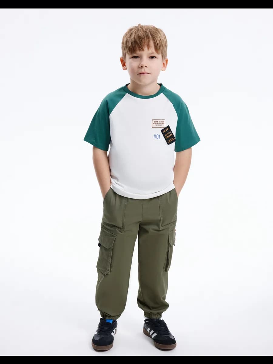 Хаки брюки Joggers Cargo с лейблом