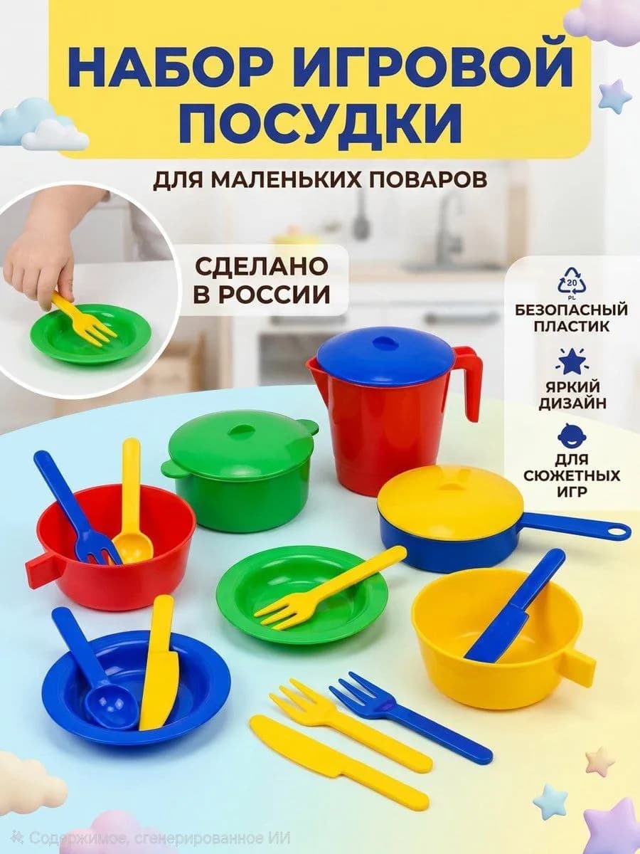 Развивающий игровой набор детской игрушечной посуды «КУХНЯ»