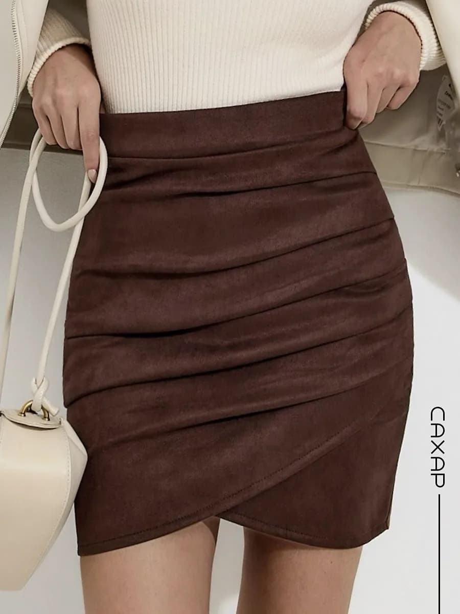 Юбка короткая мини карандаш замшевая