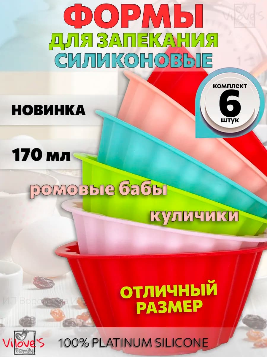 Форма для выпечки кексов силиконовая круглая