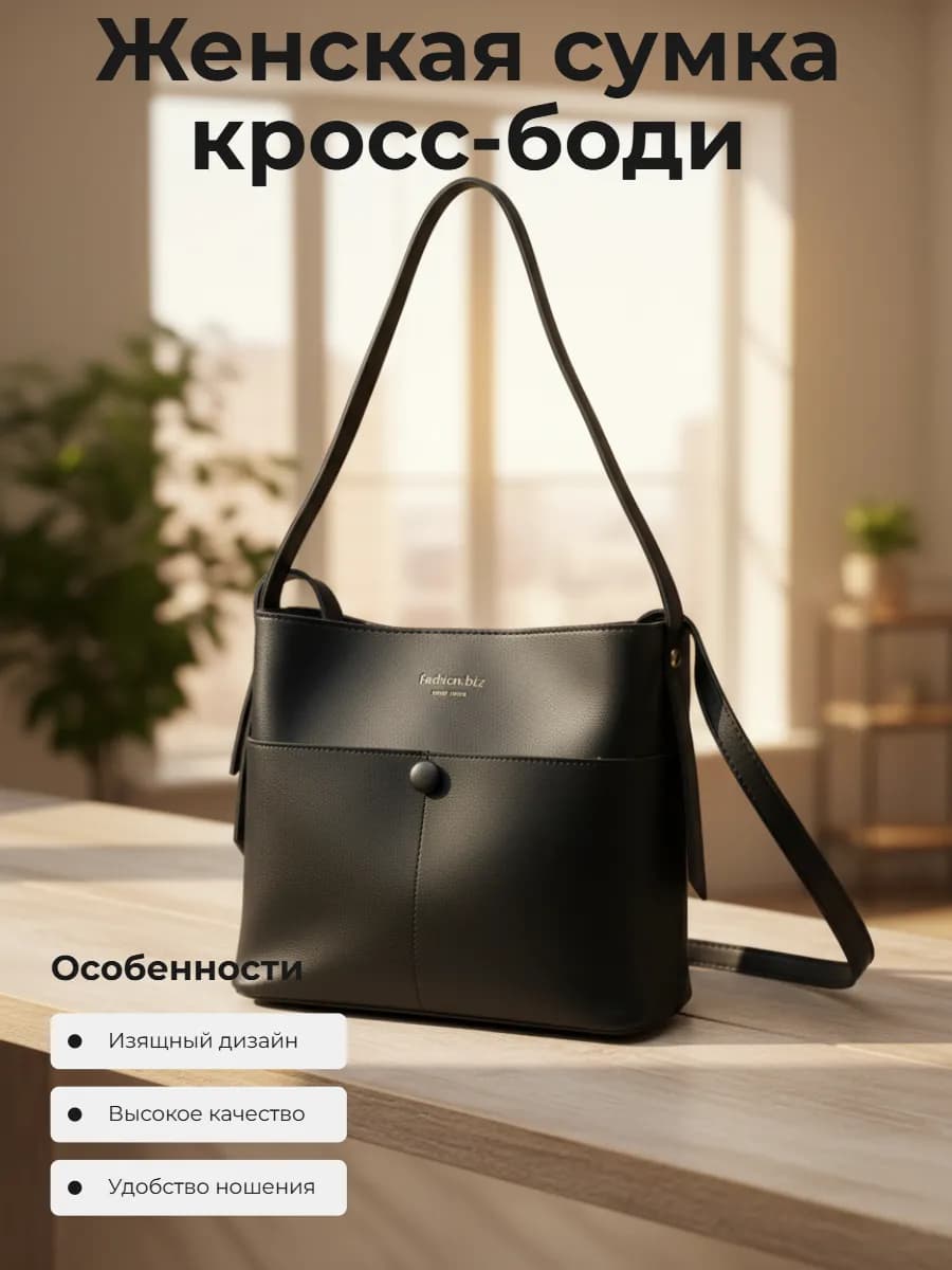 Сумка через на плечо кросс-боди экокожа черный