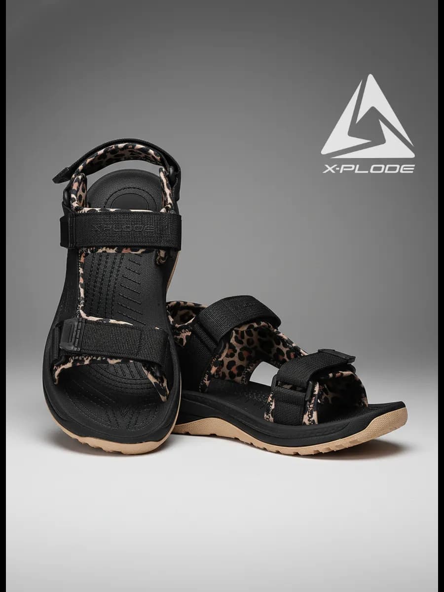 ЛЕОПАРДОВЫЕ ВСТАВКИ летние босоножки на липучках открытые - фото 1