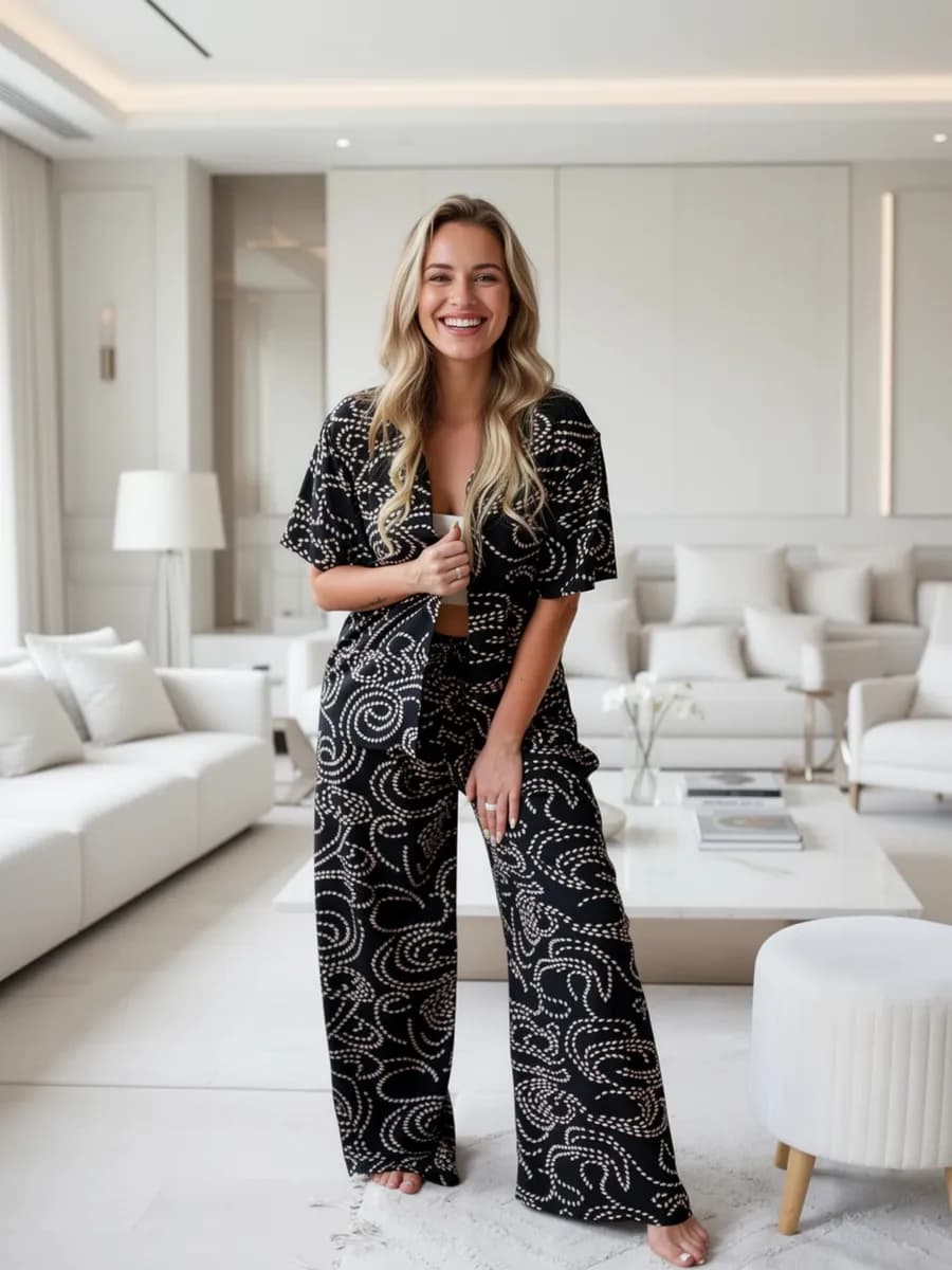 Пижама с брюками домашний костюм вискоза