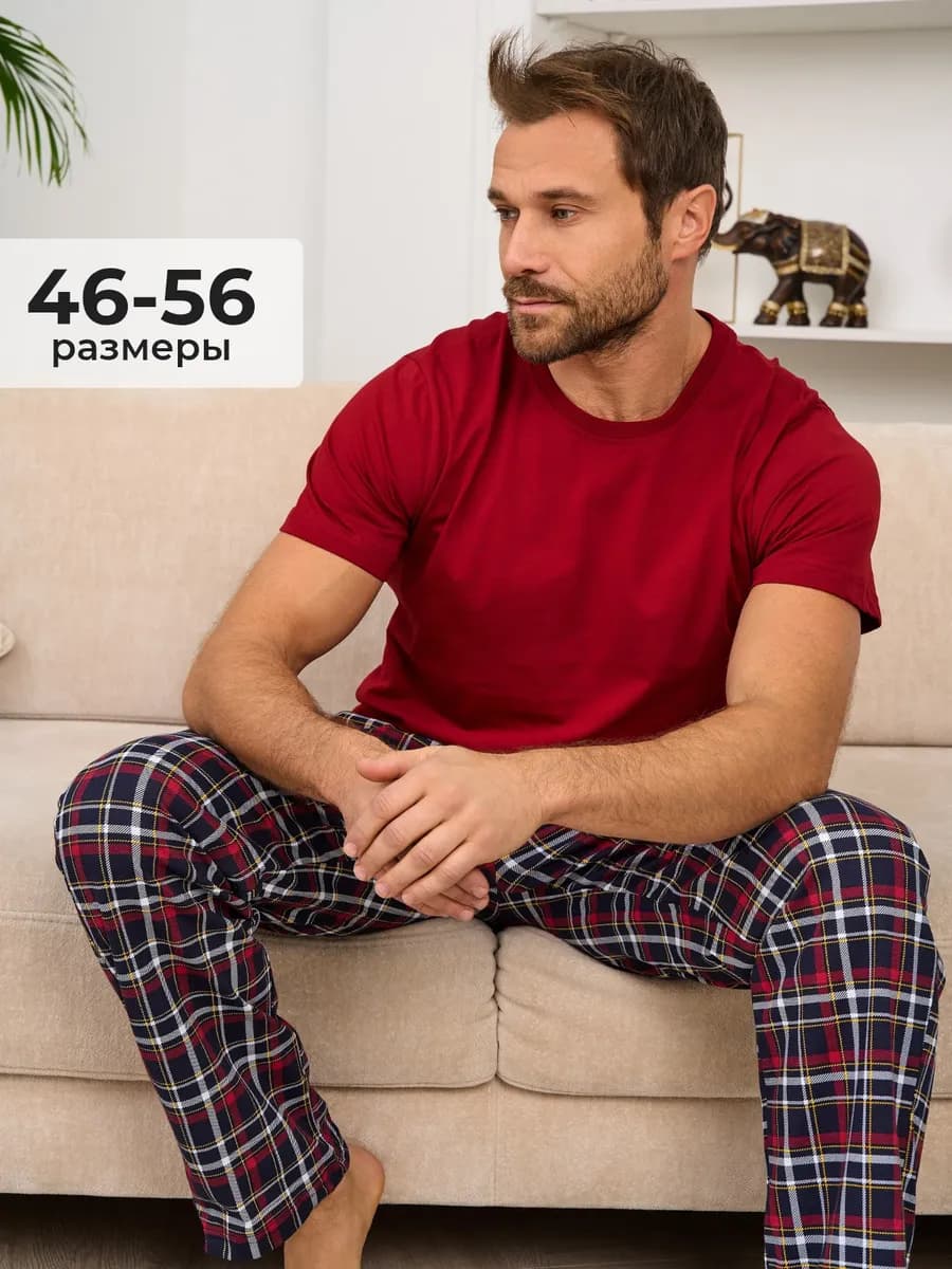 Пижама со штанами и футболкой домашний костюм