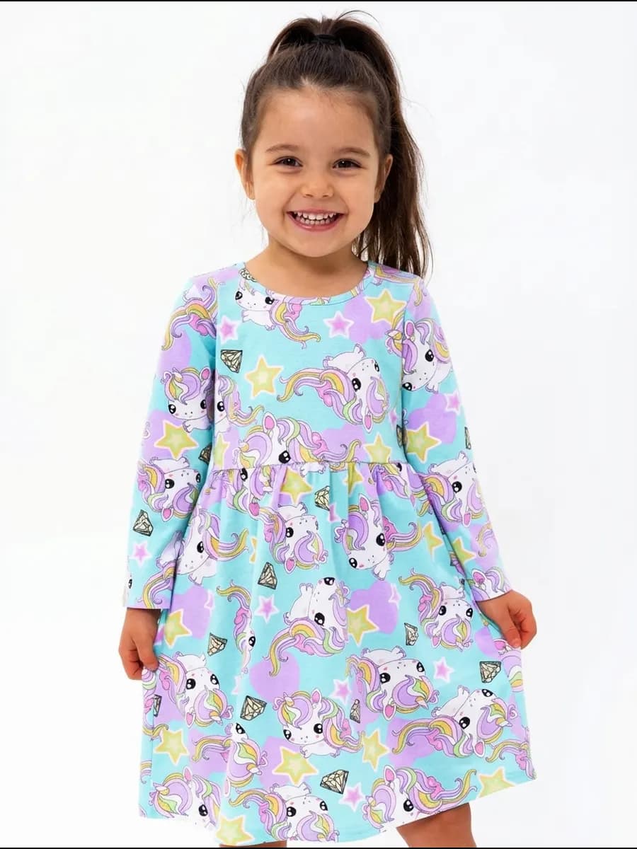 Платье для девочки с длинным рукавом в сад или прогулку